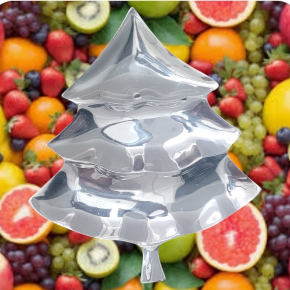 Ann Kary Vintage Pewter Christmas Tree Shape Serving Trinket Display Tray